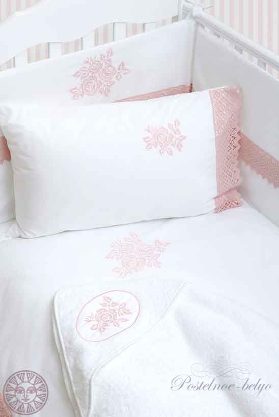 Комплект постельного белья Luxberry Rose, цвет: белый/розовый
