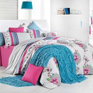 Постельное белье FLORIS ISSIMO - Комплект постельного белья FLORIS Серо-розовый, ранфорс, 100% хлопок ISSIMO