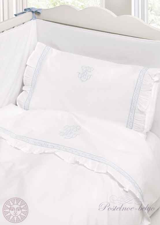 Комплект постельного белья Luxberry Машинки, цвет: белый/голубой