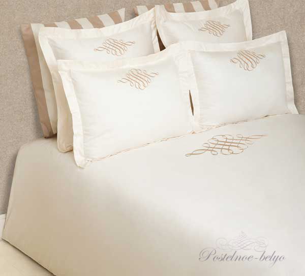 Комплект постельного белья Luxberry Monogramm, цвет: экрю/бежевый