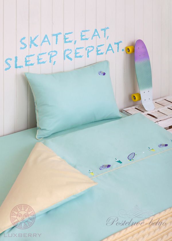 Комплект постельного белья Luxberry Skateboys, мятный/банановый