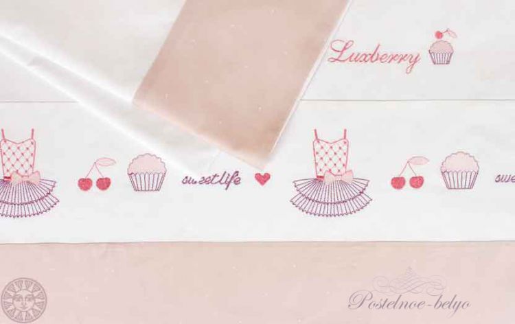 Комплект постельного белья Luxberry Sweet Life, белый/жемчужно-розовый